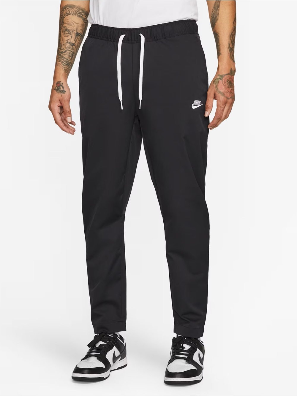 Men’s Nike Club Woven Tapered Leg Pants | Black / White | Size Large | DX0623